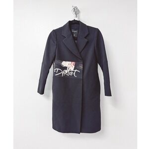 Peacebird Women Be Different Graphic Embroidered Longline Coat Black Size S